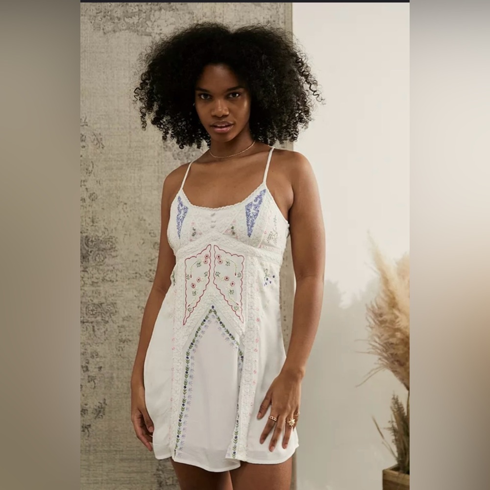 Urban Outfitters Skylar Embroidered Slip Dress